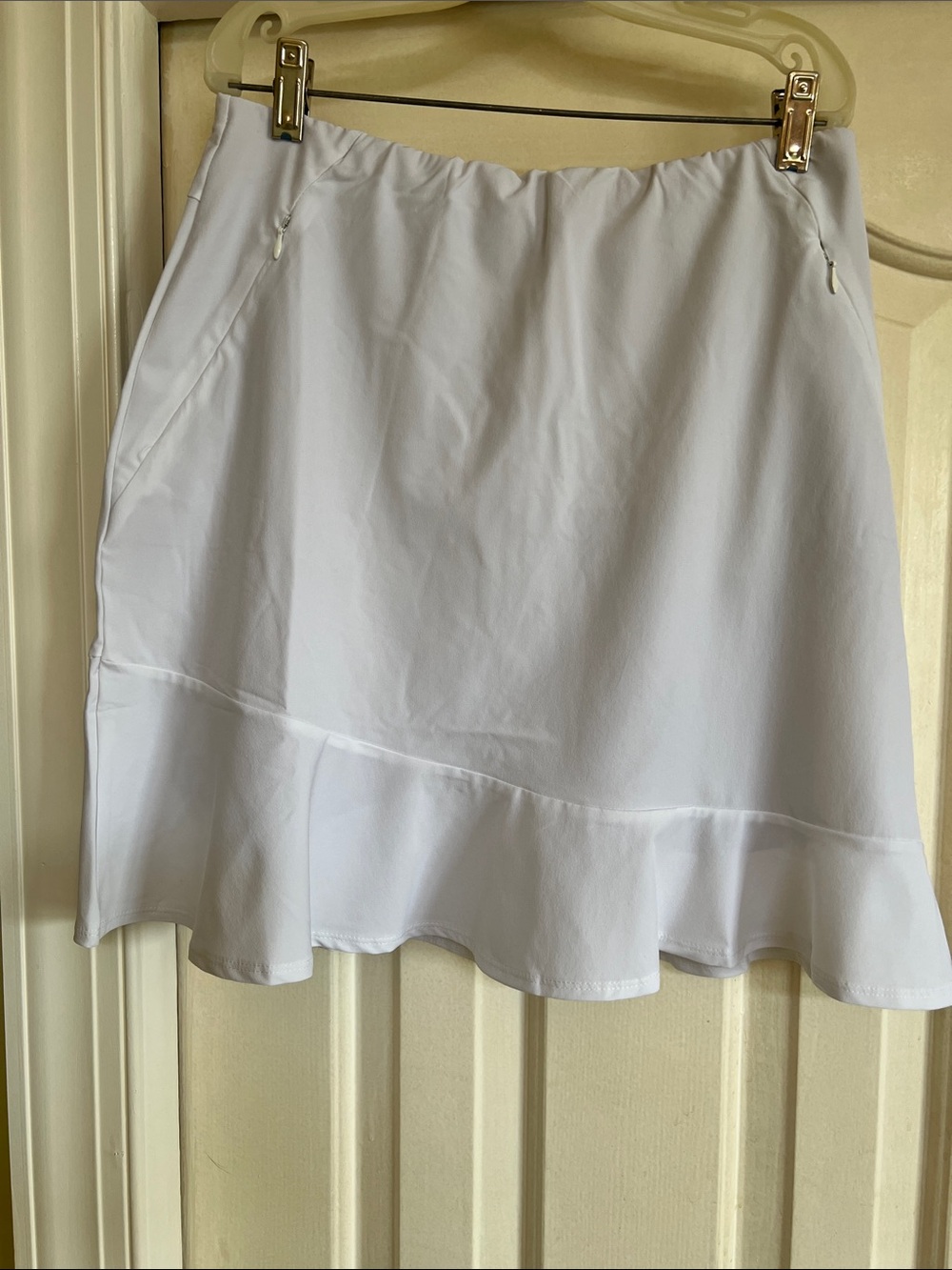 Tail White A-Line Skirt with Ruffle Hem